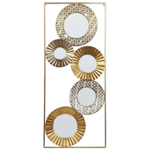 Decoração de parede dourada com espelhos 30 x 90 cm MAICOBA