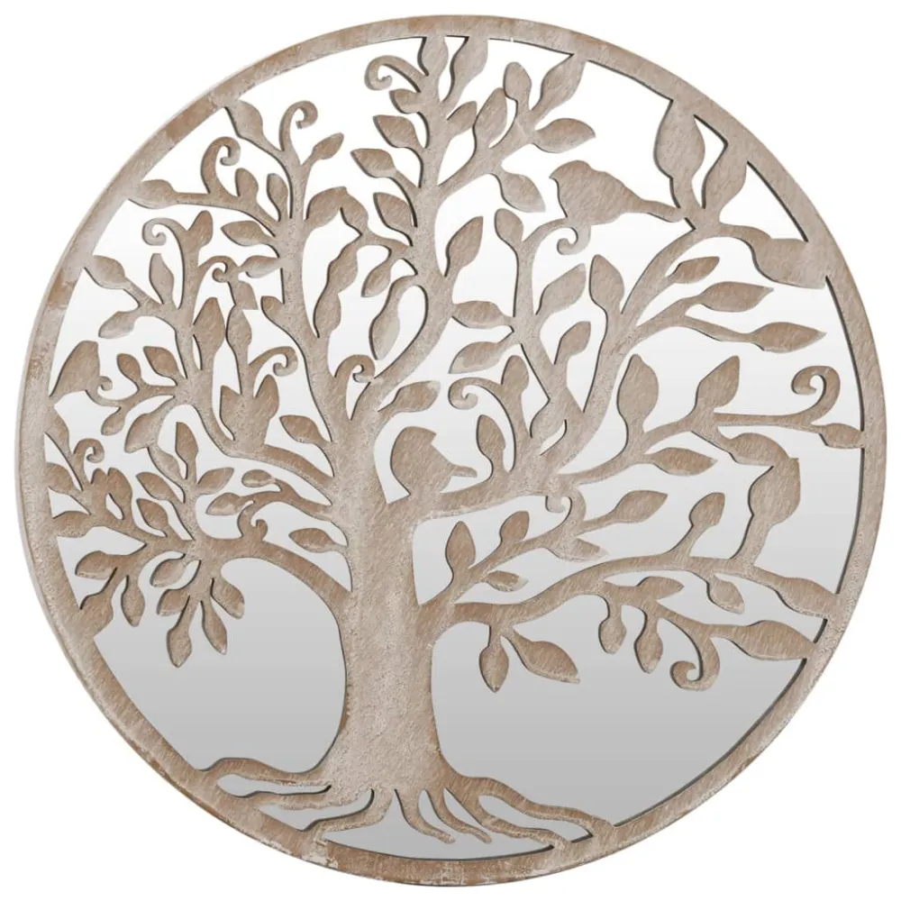 Design de Luxo Espelho em ferro redondo para uso no interior 40x2,5 cm cor areia