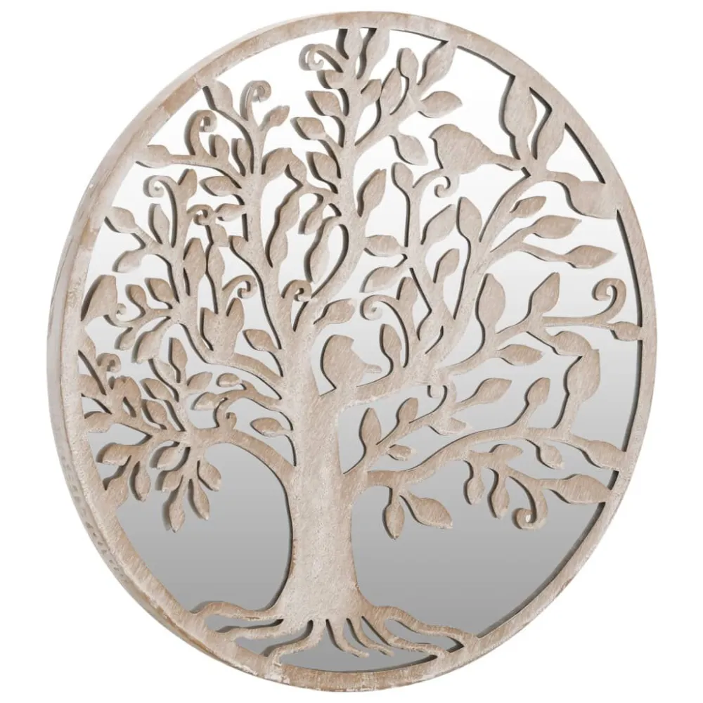 Design de Luxo Espelho em ferro redondo para uso no interior 40x2,5 cm cor areia