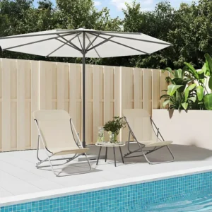 Cadeiras praia dobráveis 2pcs textilene/ço revestido pó creme vidaxl