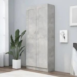 Estante 82,5x30,5x185,5 cm contraplacado cinzento cimento com Gaveta com Chave