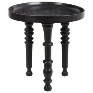 Mango Wood Side Table Preto LEETON