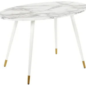 Oval Dining Table 120 x 70 cm Marble Effect and Alvo GUTIERE