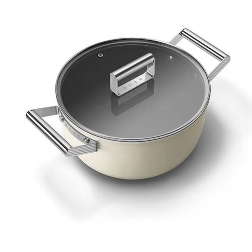 Caçarola antiaderente Smeg Anni 50 CSF2412CRM | 25cm - Creme