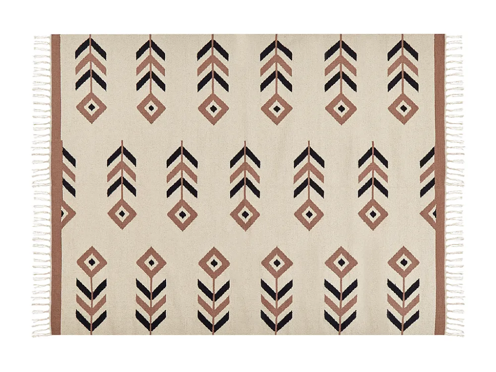 Tapete Kilim em algodão preto e creme 160 x 230 cm NIAVAN