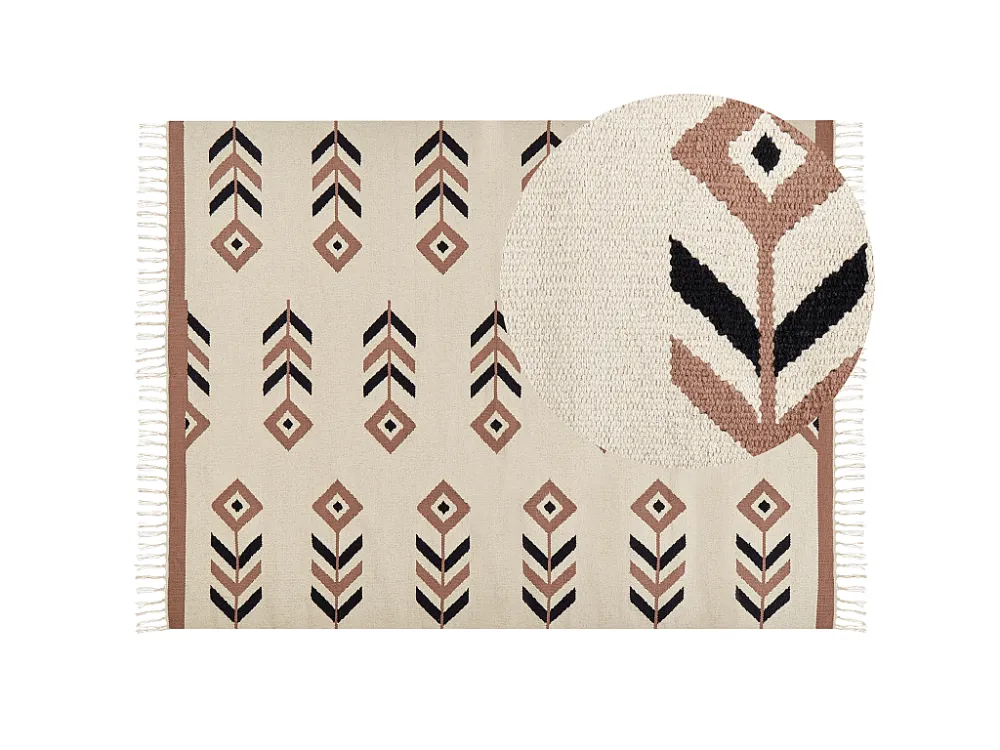 Tapete Kilim em algodão preto e creme 160 x 230 cm NIAVAN