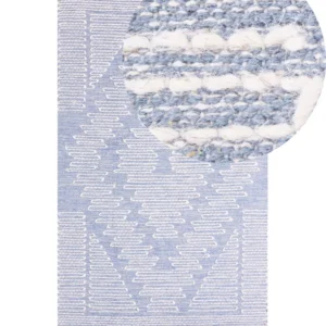 Tapete em algodão azul e branco 80 x 150 cm ANSAR