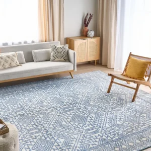 Tapete azul e branco 300 x 400 cm KAWAS