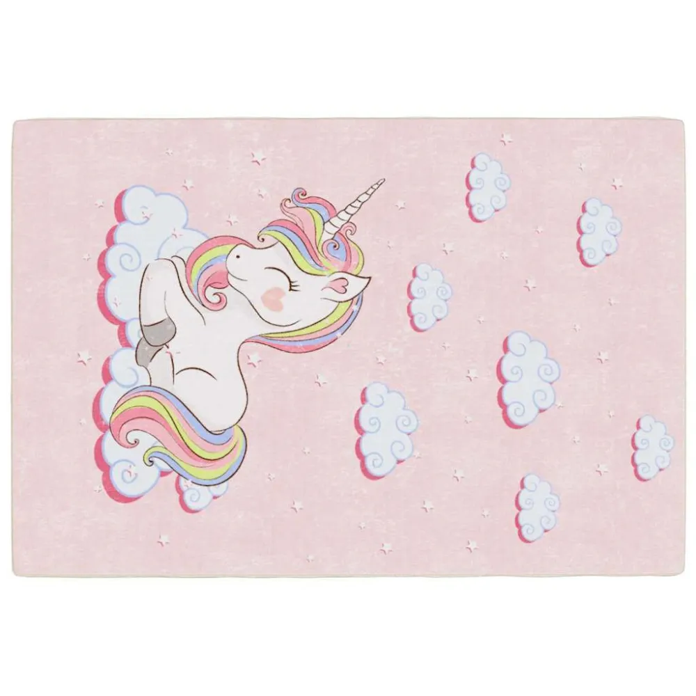 Premium Antiderrapante Tapete lavável antiderrapante infantil 160x230cm unicórnio rosa