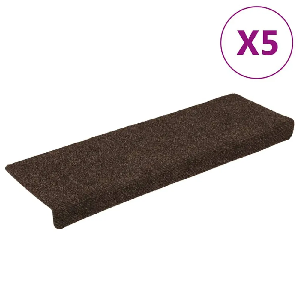 Premium Antiderrapante Tapetes de escada 15 pcs 65x21x4 cm tecido agulhado castanho