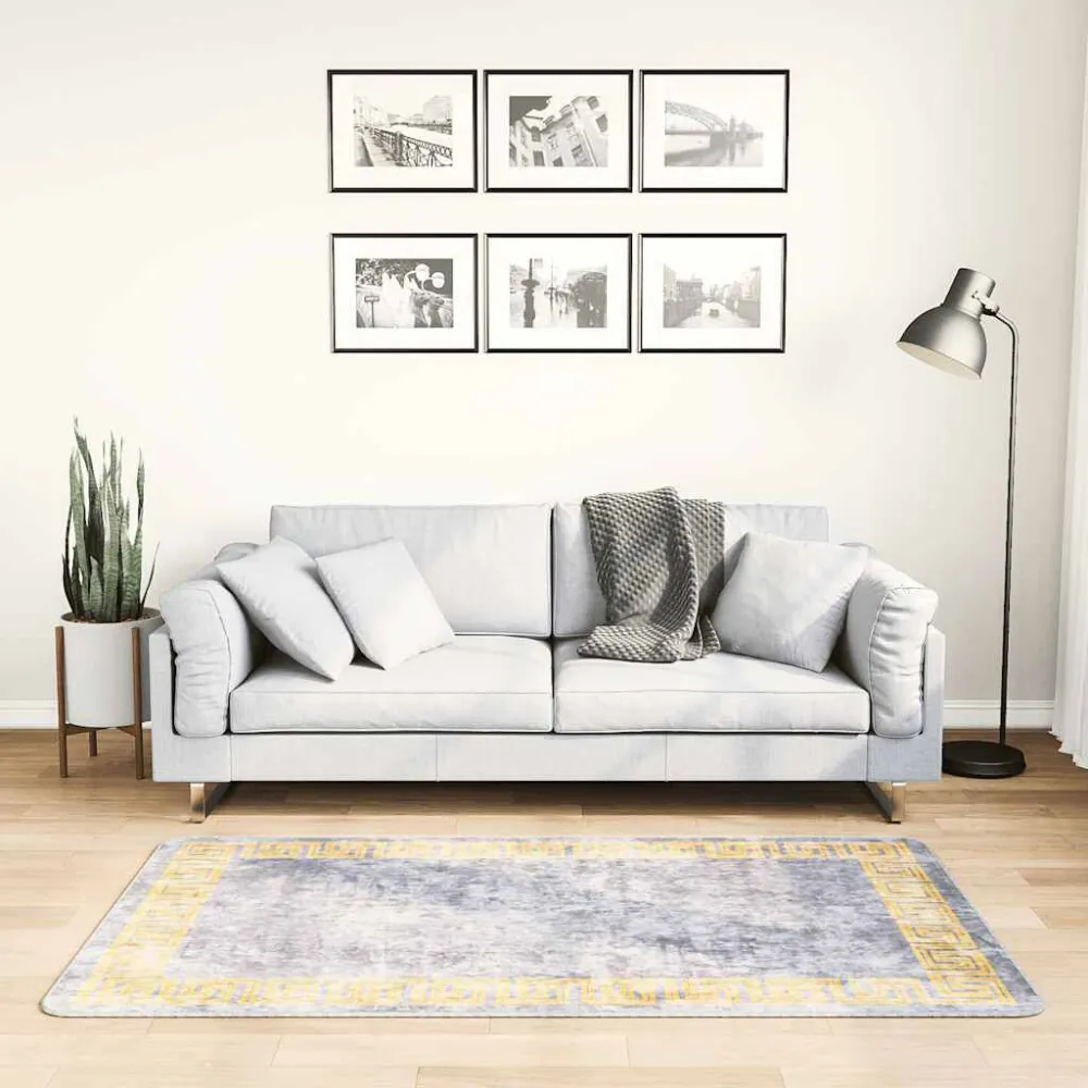Tapete lavável antiderrapante 80x150 cm cinzento para Porta da Frente