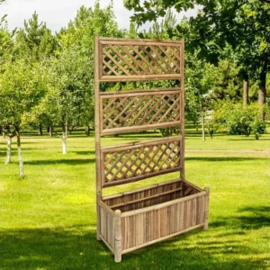 Floreira de jardim com treliç bambu 70 cm Clicnbuy