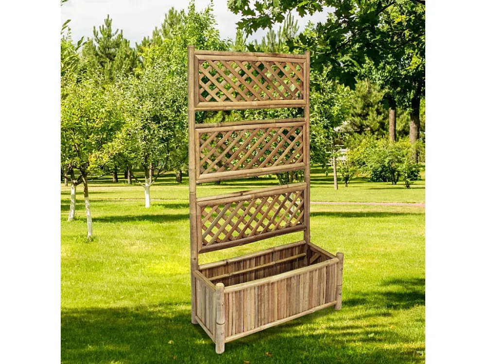 Floreira de jardim com treliç bambu 70 cm Clicnbuy