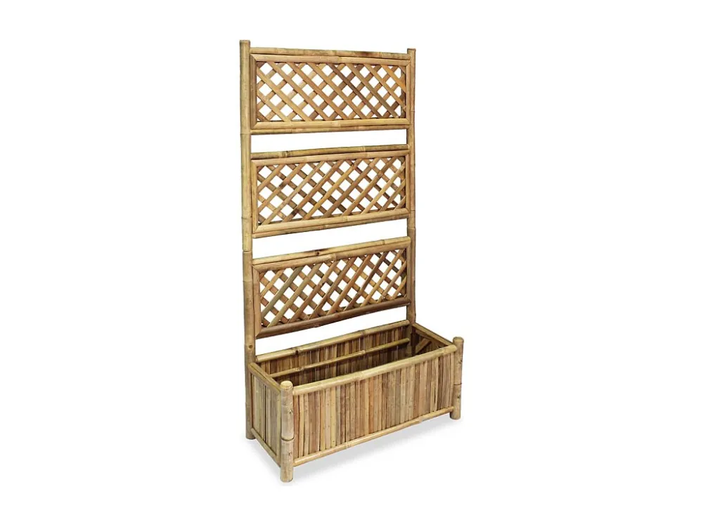 Floreira de jardim com treliç bambu 70 cm Clicnbuy
