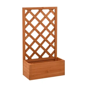 Vaso com treliç para jardim 50x25x90 cm abeto maciço laranja Clicnbuy