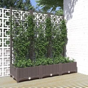 Vaso/floreira jardim com treliç 120x40x121,5 cm PP castanho Clicnbuy