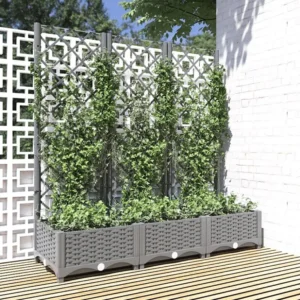 Vaso/floreira jardim com treliç 120x40x121,5 cm PP cinza-claro Clicnbuy