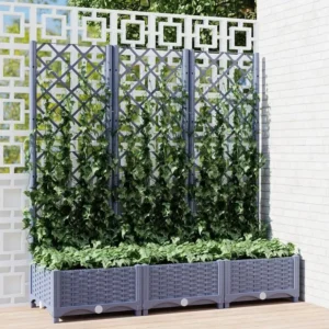 Vaso/floreira jardim com treliç 120x40x121,5 cm PP cinza-escuro Clicnbuy