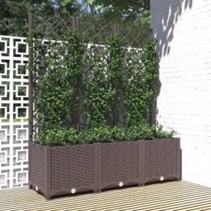 Vaso/floreira jardim com treliç 120x40x136 cm PP castanho Clicnbuy