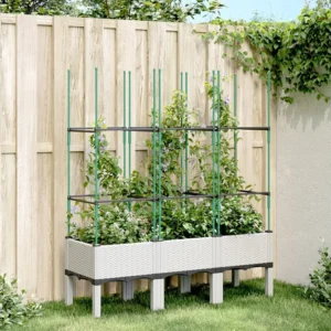 Vaso/floreira de jardim com treliç 120x40x142,5 cm PP branco Clicnbuy