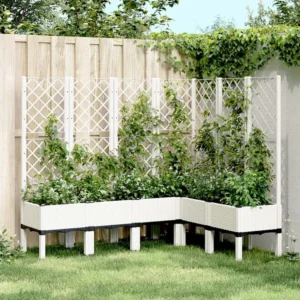 Vaso/floreira de jardim com treliç 160x120x142 cm PP branco Clicnbuy
