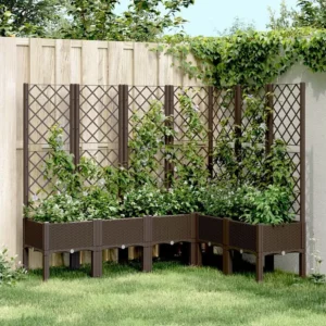 Vaso/floreira de jardim com treliç 160x120x142 cm PP castanho Clicnbuy