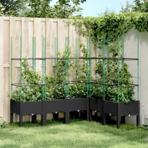 Vaso/floreira de jardim com treliç 160x120x142,5 cm PP preto Clicnbuy