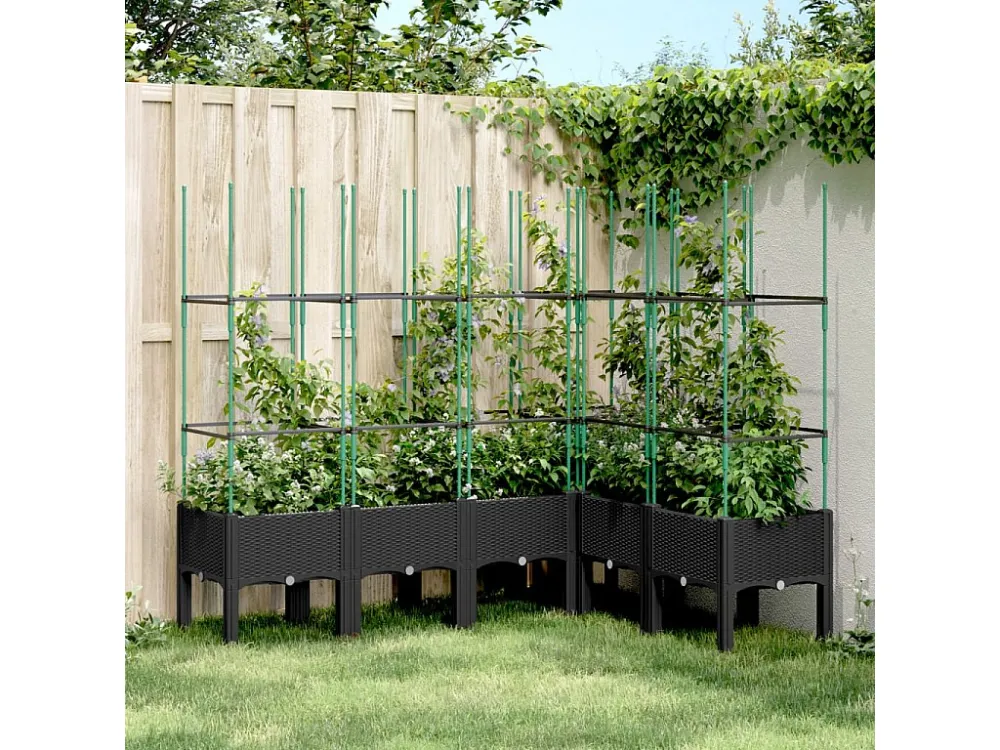 Vaso/floreira de jardim com treliç 160x120x142,5 cm PP preto Clicnbuy