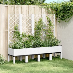Vaso/floreira de jardim com treliç 160x40x142 cm PP branco Clicnbuy