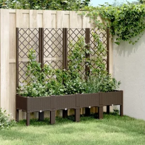 Vaso/floreira de jardim com treliç 160x40x142 cm PP castanho Clicnbuy