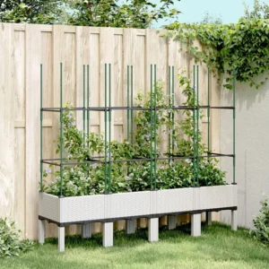 Vaso/floreira de jardim com treliç 160x40x142,5 cm PP branco Clicnbuy