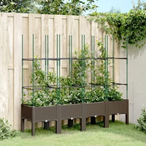 Vaso/floreira de jardim com treliç 160x40x142,5cm PP castanho Clicnbuy