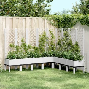 Vaso/floreira jardim com treliç 200x160x142 cm PP branco Clicnbuy