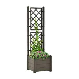 Vaso/floreira de jardim com treliç 43x43x142 cm PP antracite Clicnbuy