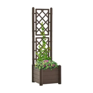 Vaso/floreira de jardim com treliç 43x43x142 cm PP cor moca Clicnbuy