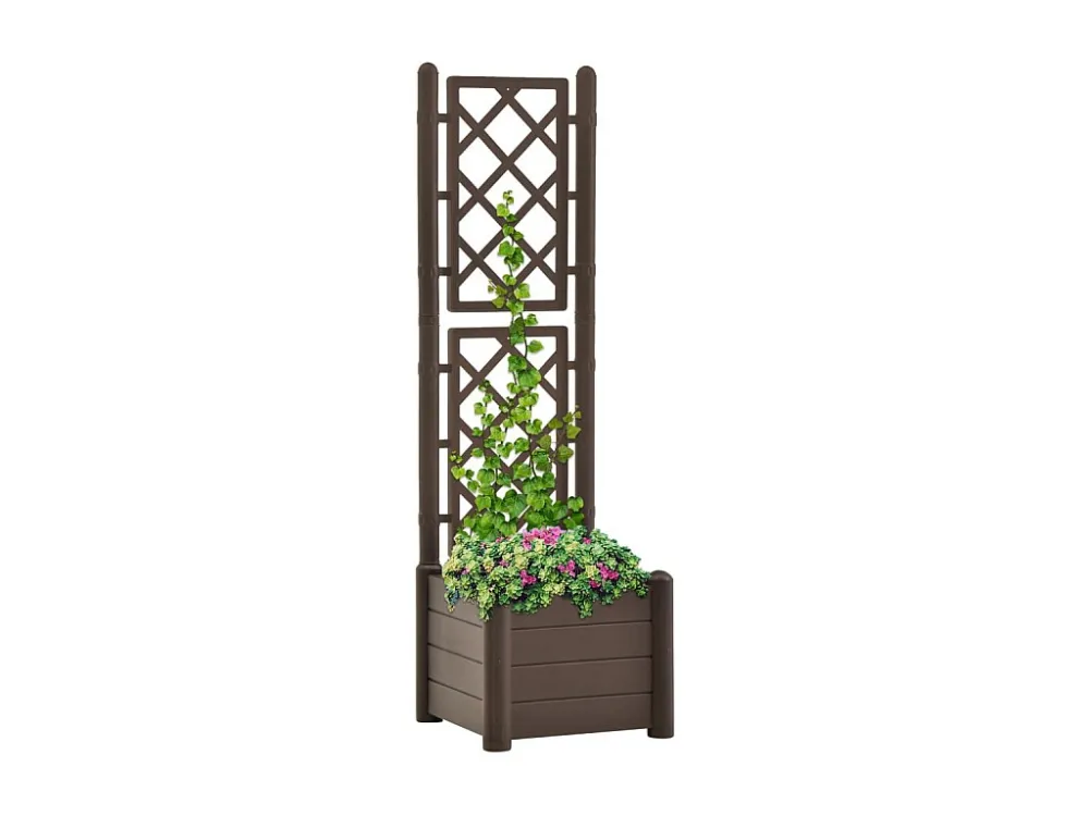 Vaso/floreira de jardim com treliç 43x43x142 cm PP cor moca Clicnbuy