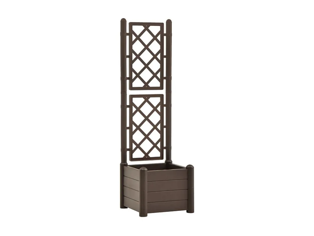 Vaso/floreira de jardim com treliç 43x43x142 cm PP cor moca Clicnbuy