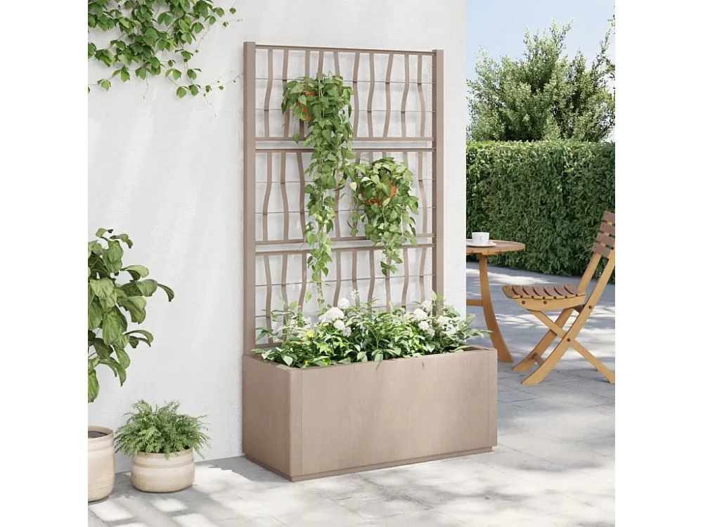 Vaso/floreira jardim com treliç 80x36x140 cm PP castanho-claro Clicnbuy