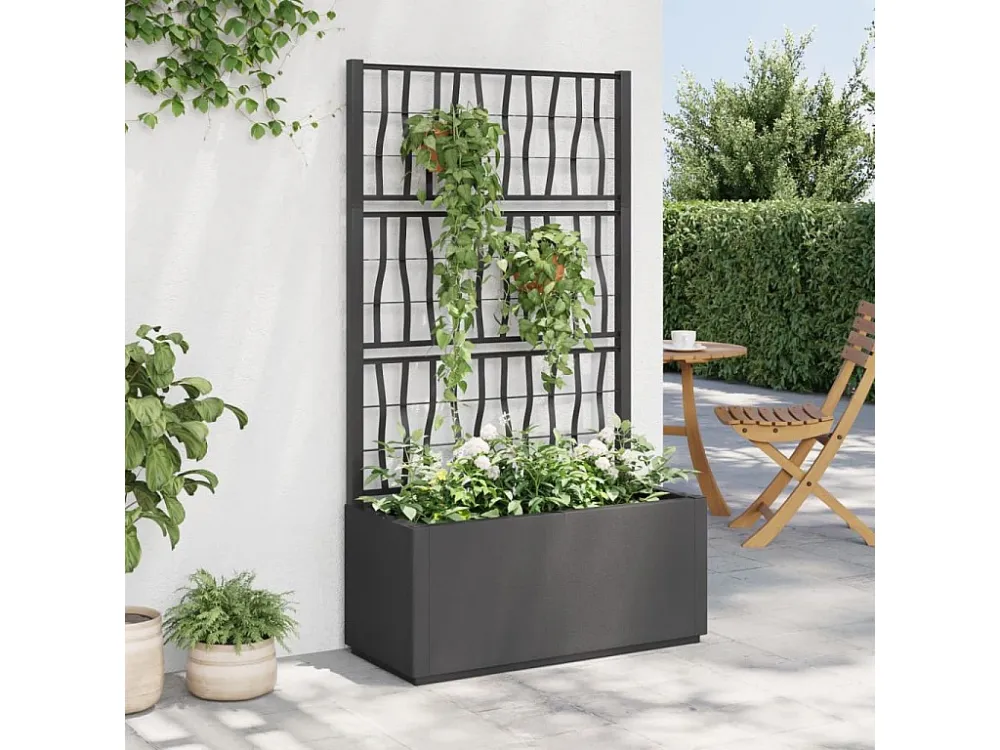 Vaso/floreira de jardim com treliç 80x36x140 cm PP cinza-escuro Clicnbuy