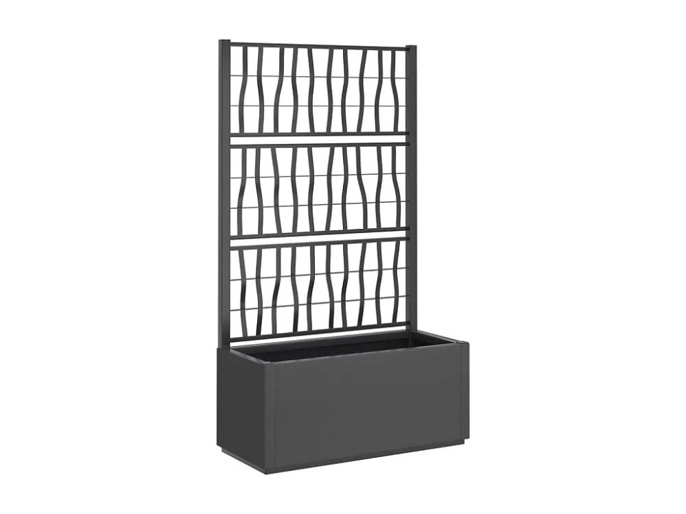 Vaso/floreira de jardim com treliç 80x36x140 cm PP cinza-escuro Clicnbuy
