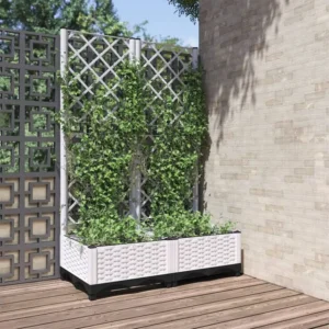 Vaso/floreira de jardim com treliç 80x40x121,5 cm PP branco Clicnbuy