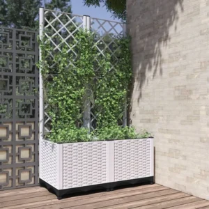 Vaso/floreira jardim com treliç 80x40x136 cm PP branco Clicnbuy