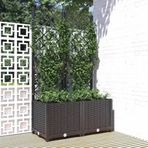 Vaso/floreira jardim com treliç 80x40x136 cm PP preto Clicnbuy