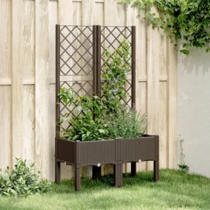 Vaso/floreira de jardim com treliç 80x40x142 cm PP castanho Clicnbuy