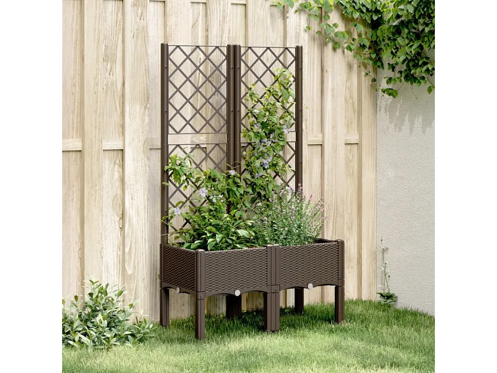 Vaso/floreira de jardim com treliç 80x40x142 cm PP castanho Clicnbuy
