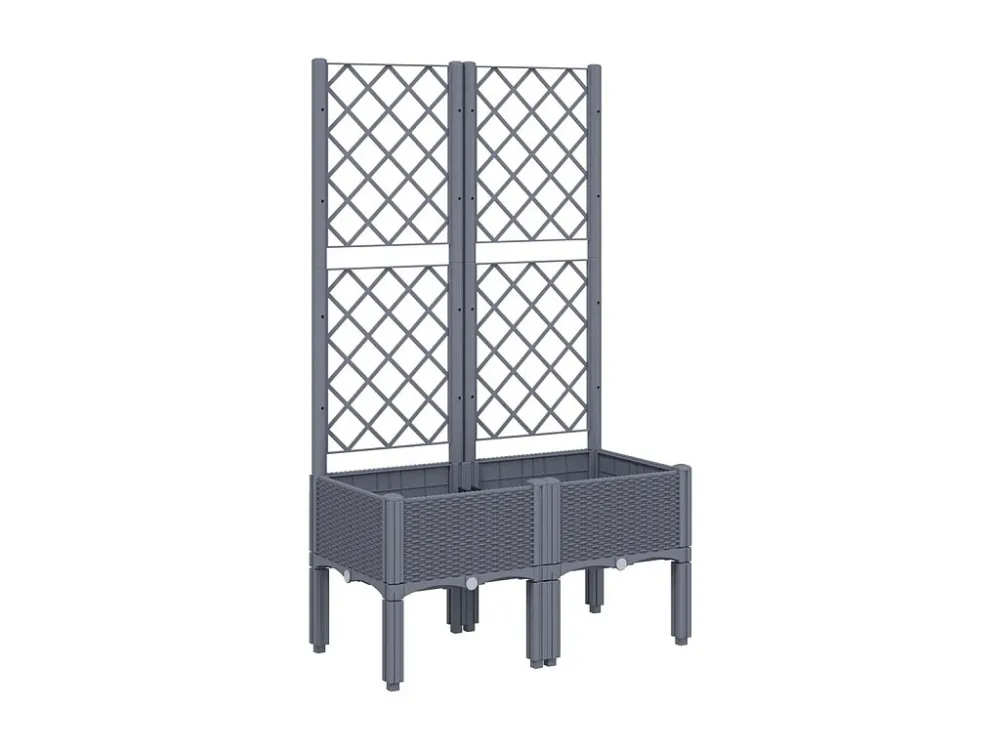 Vaso/floreira de jardim com treliç 80x40x142 cm PP cinzento Clicnbuy