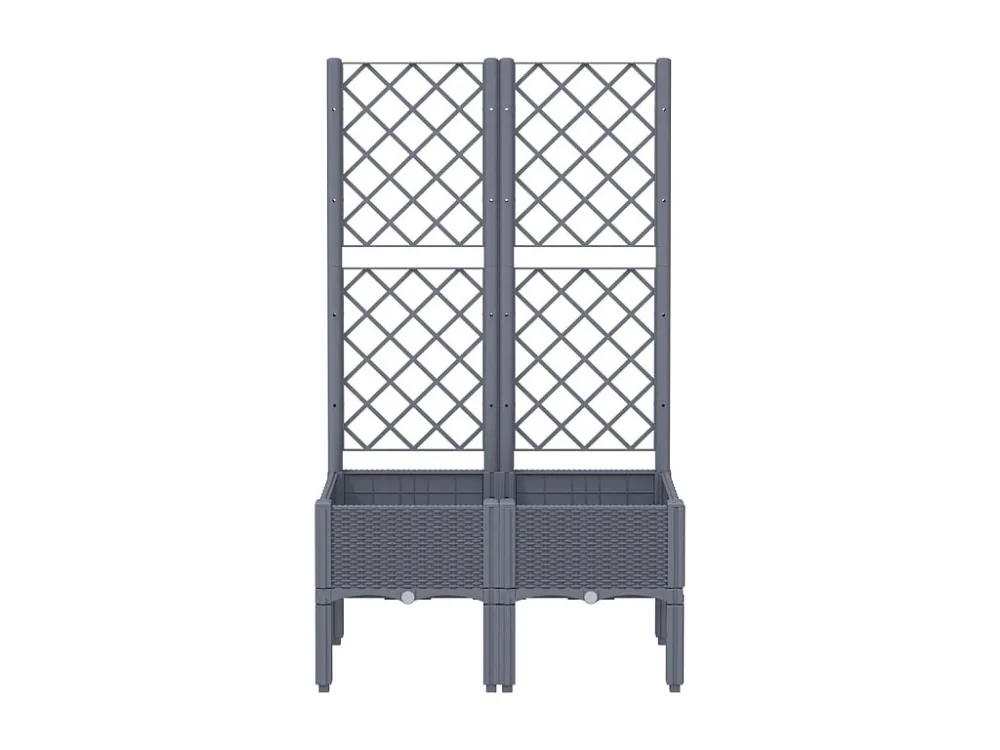 Vaso/floreira de jardim com treliç 80x40x142 cm PP cinzento Clicnbuy