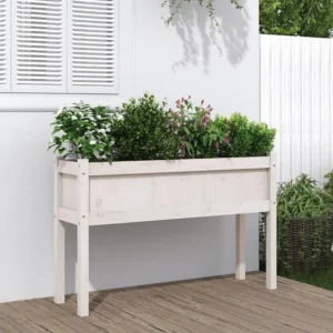Floreira de jardim com pernas 110x31x70 cm pinho maciço branco Clicnbuy