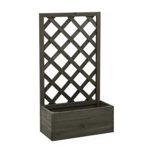 Vaso com treliç para jardim 50x25x90 cm abeto maciço cinzento Clicnbuy