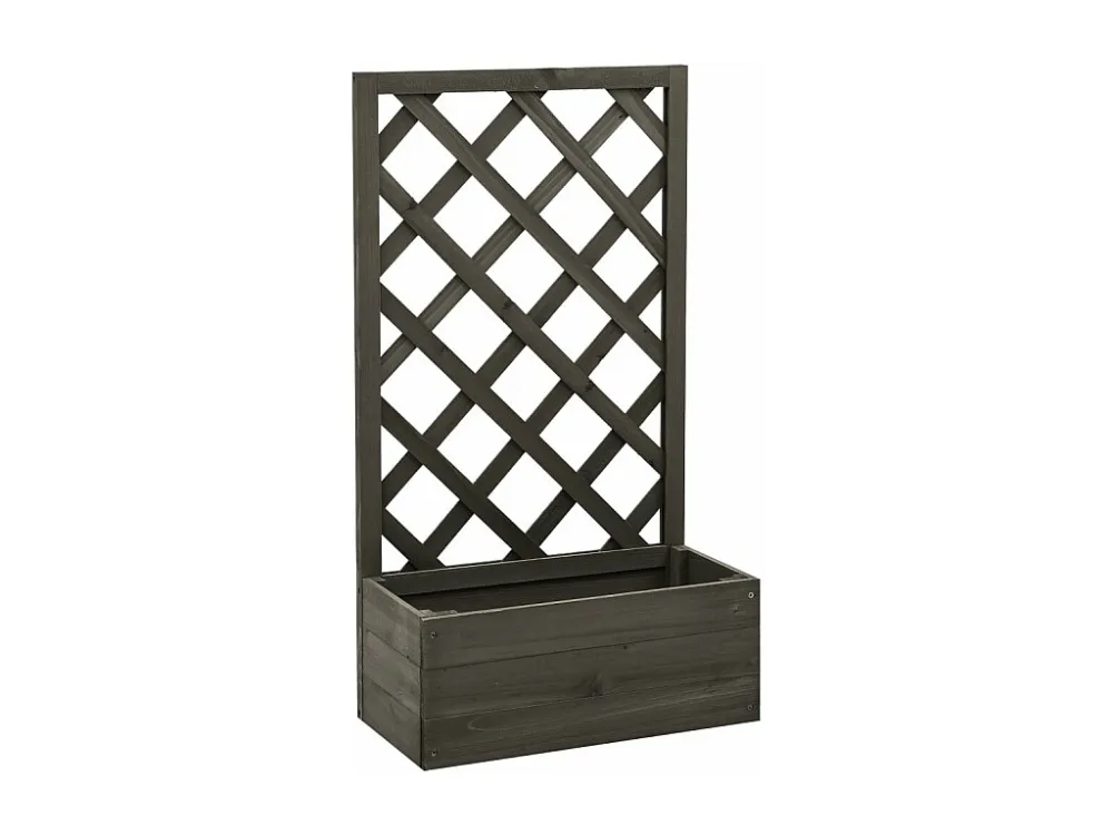 Vaso com treliç para jardim 50x25x90 cm abeto maciço cinzento Clicnbuy